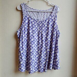 J. Jill Pintucked Batik-Print Tank Top Size Petite Large